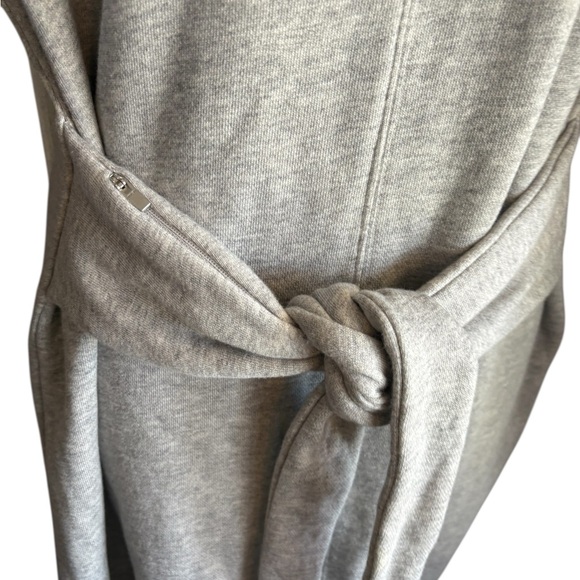 Athleta Sweater mini Dress Womens large Gray Short Sleeve Tie Front Embrace - Picture 7 of 9